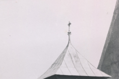 Historická fotografie s původním křížkem zvonice